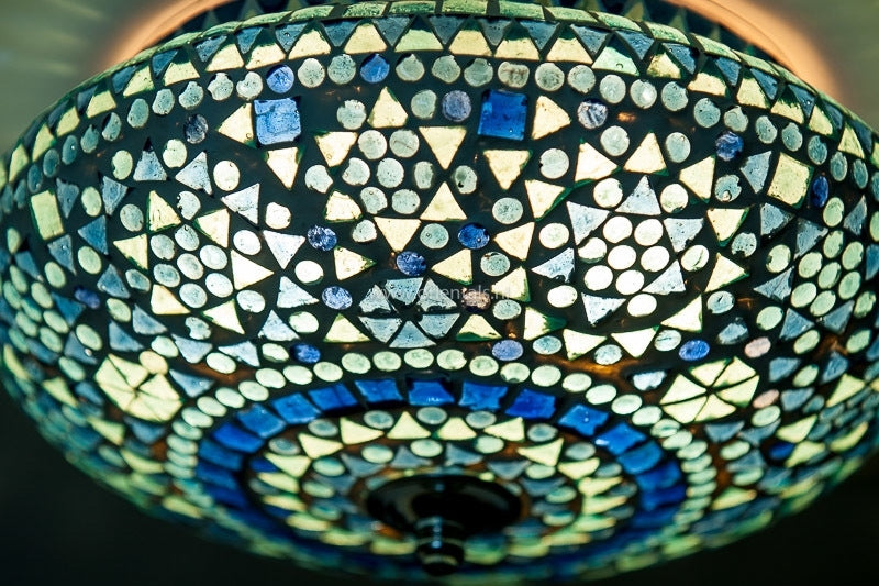 Mosaic flush mount ceiling light blue Ø 25cm