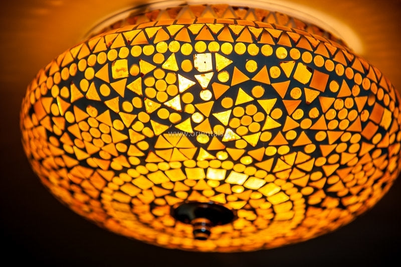 Plafonnier mosaïque oriental - marron-beige Ø 25
