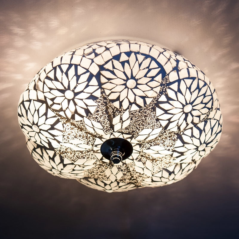 Oriental mosaic ceiling lamp melon transparent beads - Ø 25 cm