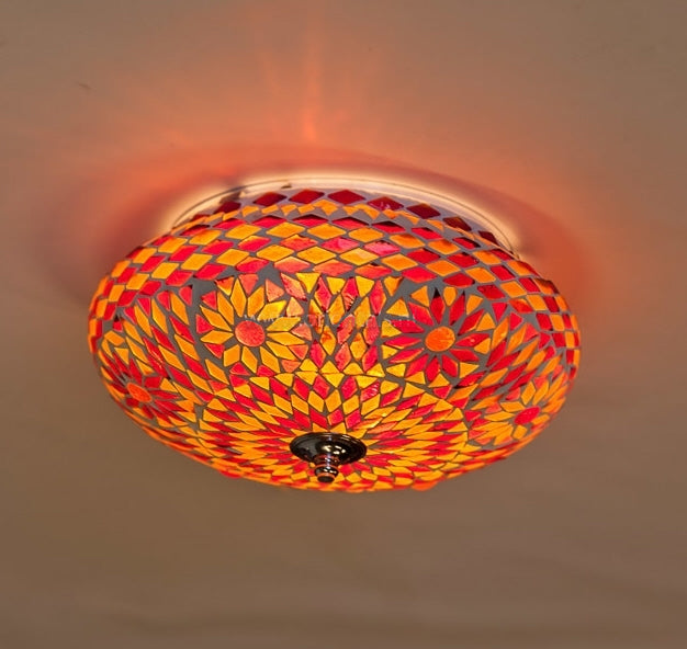 Plafonnier mosaïque oriental rouge-orangé Ø 24 cm