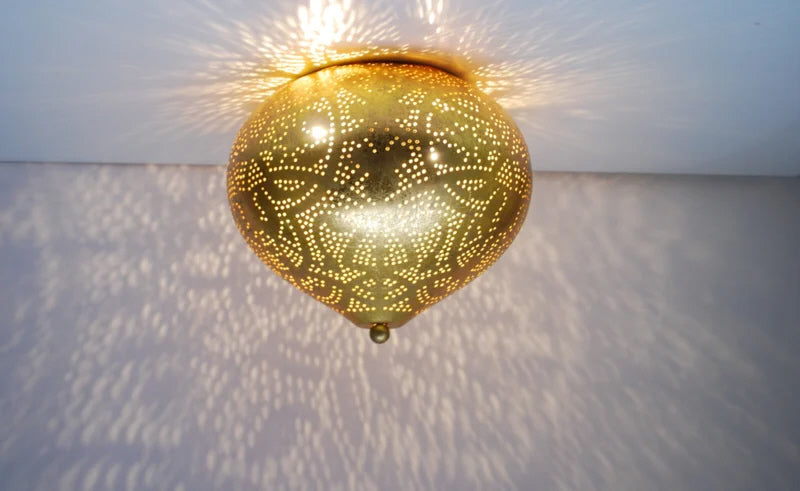 Oosterse plafondlamp filigrain onion – goudkleurig metaal, Ø 26 cm – foto 3