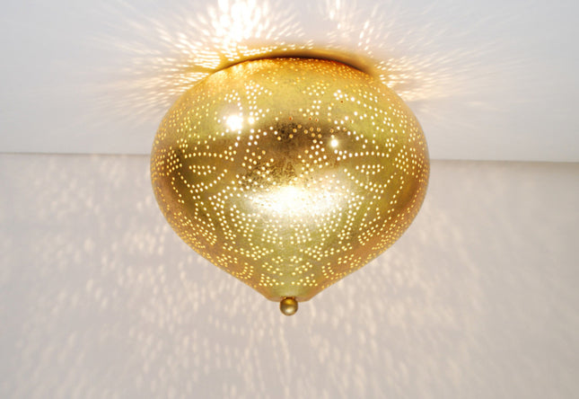 Orientalische Deckenlampe filigran – Onion – goldfarben