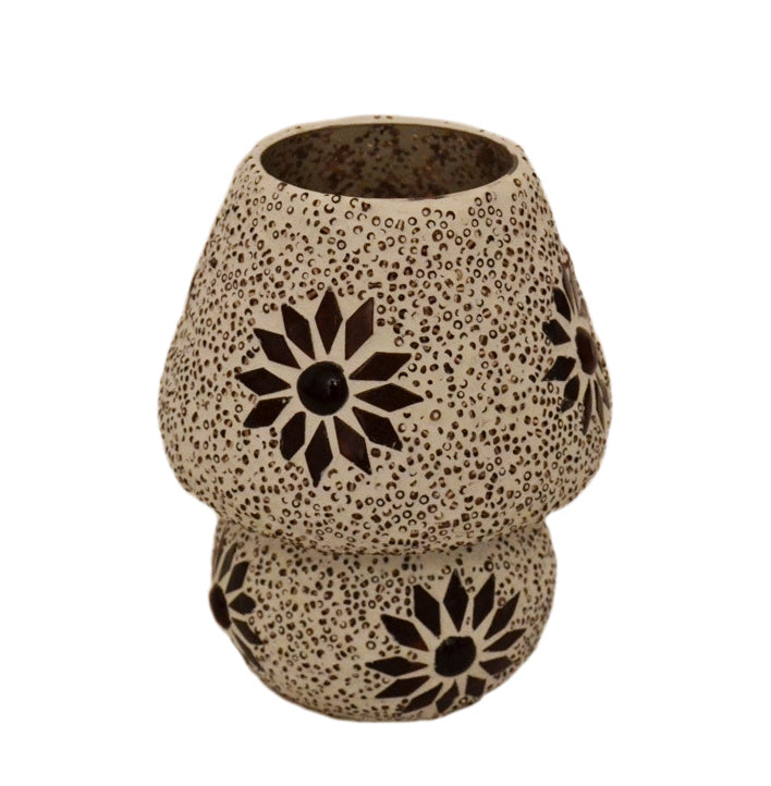 Petite lampe de table champignon mosaïque orientale violette