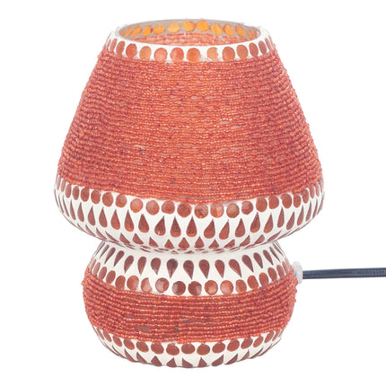 Orientalische Tischlampe Mosaik Orange-Perlen -23 cm
