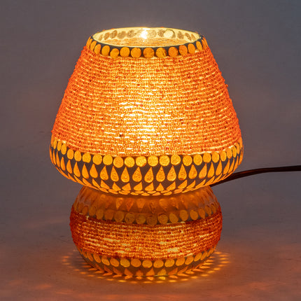 Orientalische Tischlampe Mosaik Orange-Perlen -23 cm