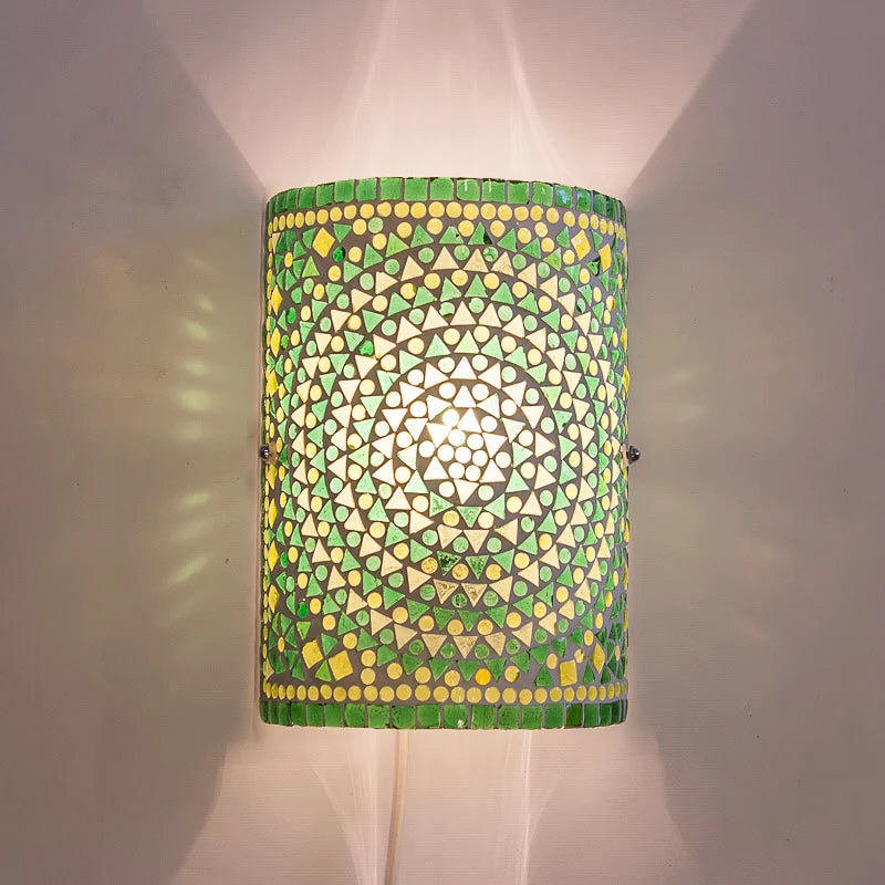 Applique murale cylindrique en mosaïque orientale - vert