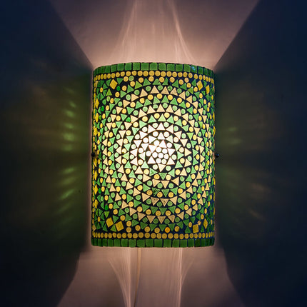 Orientalische Mosaik-Wandleuchte Zylinder - grün
