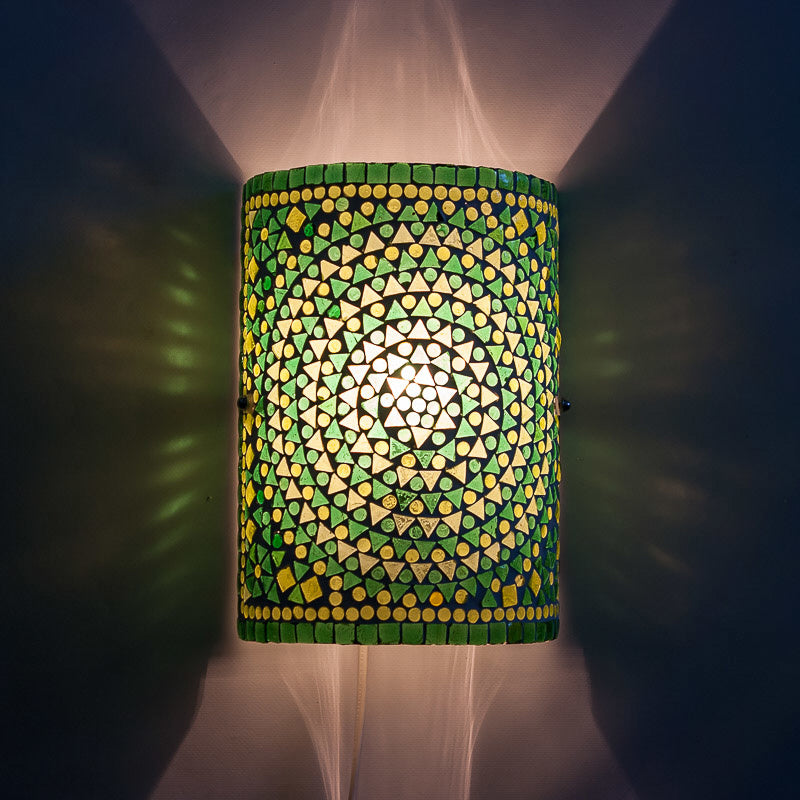 Applique murale cylindrique en mosaïque orientale - vert