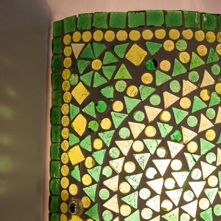 Orientalische Mosaik-Wandleuchte Zylinder - grün