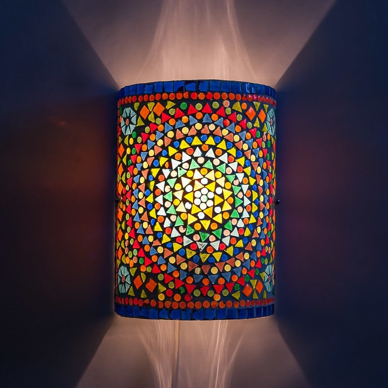 Oriental mosaic wall lamp – multi-colour