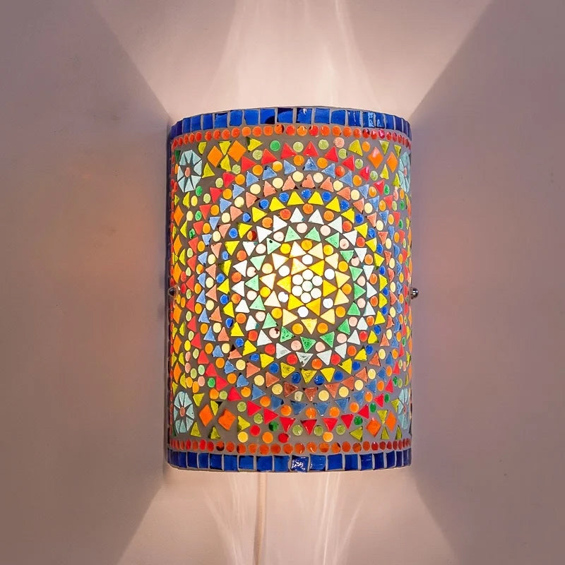 Oriental mosaic wall lamp – multi-colour