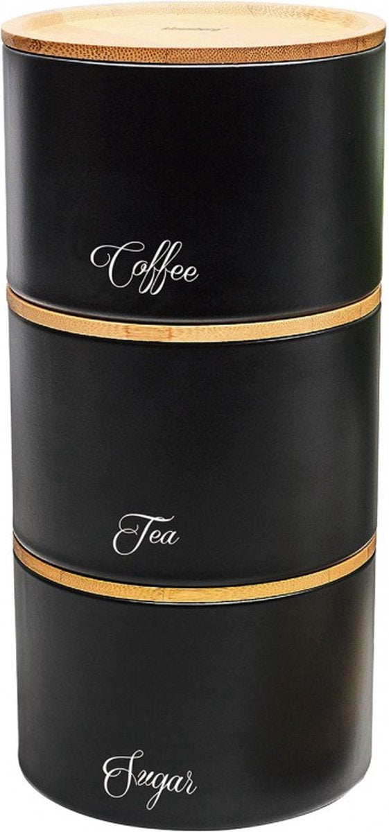 Vorratsdosen – Tee, Zucker und Kaffee – schwarz