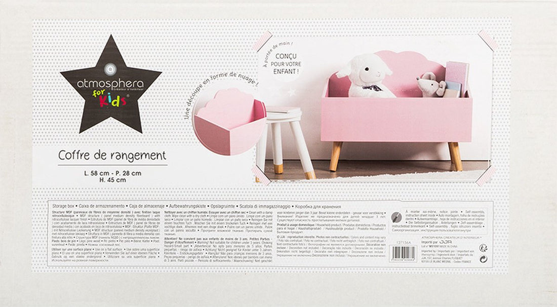 Atmosphera speelgoedkist Wolk – opbergkist voor de kinderkamer, wit of roze – foto 10