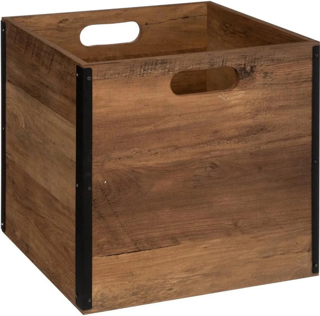 Aufbewahrungskorb/Regalkorb 29 Liter dunkelbraun aus Holz 31 x 31 x 31 cm - Aufbewahrungsboxen - Regalkörbe