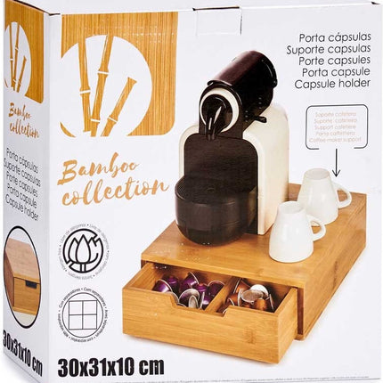 Kapsel-Organizer Halterung Kaffeemaschine Bambus (31 x 10 x 30 cm)