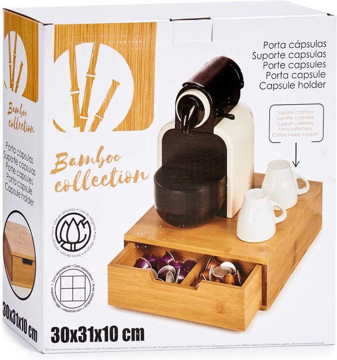 Bamboo Coffee Capsule Organizer Holder (31 x 10 x 30 cm)