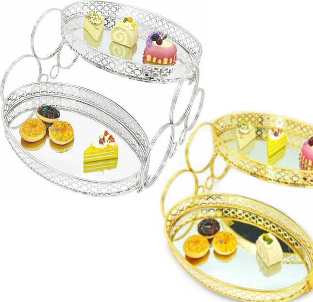 Etagere Spiegel Tablett oval 2 Etagen