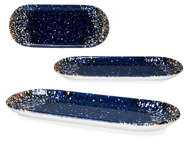 Blaue Porzellanschale 15 x 34,5 x 2,5 cm