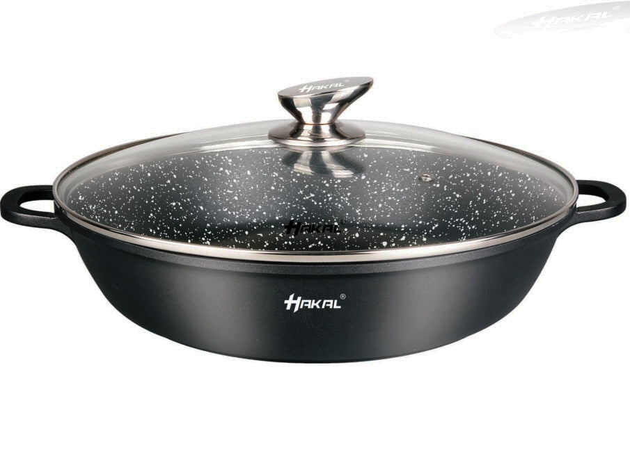 Hakal line lage braadpan met deksel – marmercoating, inductie, Ø 28 tot 40 cm