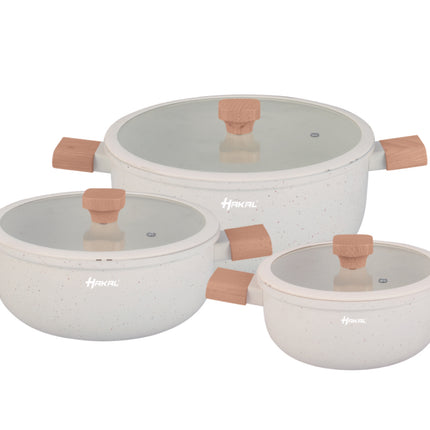 13-teiliges Topfset - Granit, Antihaftbeschichtung - Ergonomische Kaltgriffe - Alle Herdarten - Kochgeschirrset mit Bräter, Suppentopf, Stielkasserolle