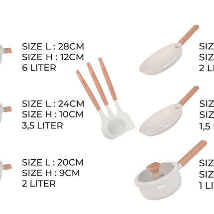 13-teiliges Topfset - Granit, Antihaftbeschichtung - Ergonomische Kaltgriffe - Alle Herdarten - Kochgeschirrset mit Bräter, Suppentopf, Stielkasserolle