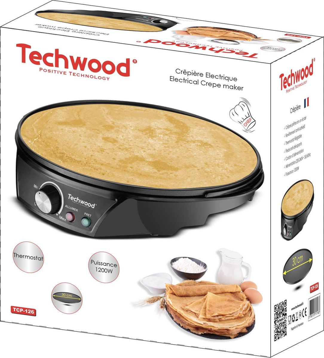 Techwood – Pancake maker – Crêpe maker – Ø 30 cm