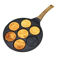 Kinghoff 1667 - Poêle à pancakes visages - manche en bois - 26,5 cm