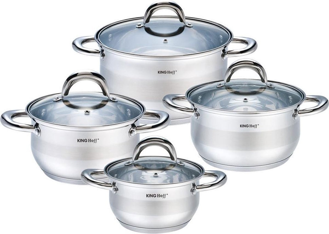 Kinghoff cookware set - 8-piece - Stainless steel - All heat sources