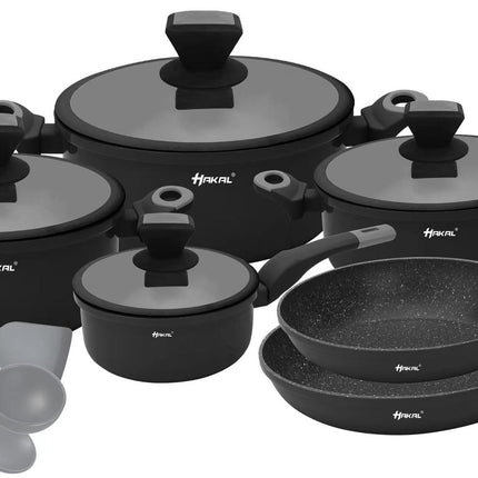 13-teiliges Topfset Induktion - Spezielle Antihaftbeschichtung - Ergonomische Kaltgriffe