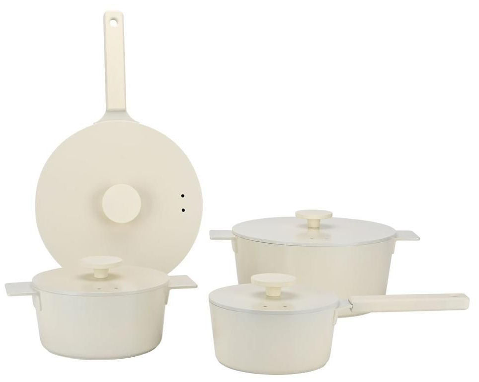 Pannenset 4-delig van gietaluminium met deksels en 3-delig kookgerei – foto 3
