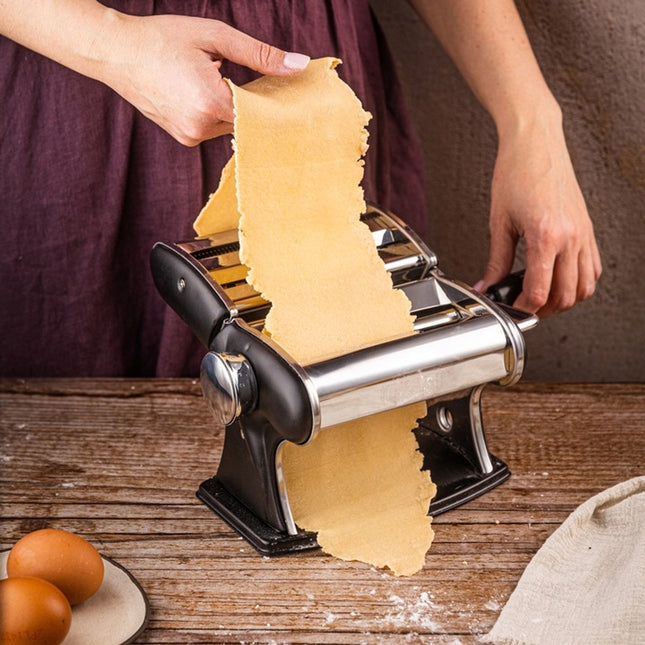 KINGHoff KH-1957 Manuelle Nudelmaschine - 150mm Breit - Für frische Tagliatelle, Spaghetti & Lasagne - Pasta Maker -