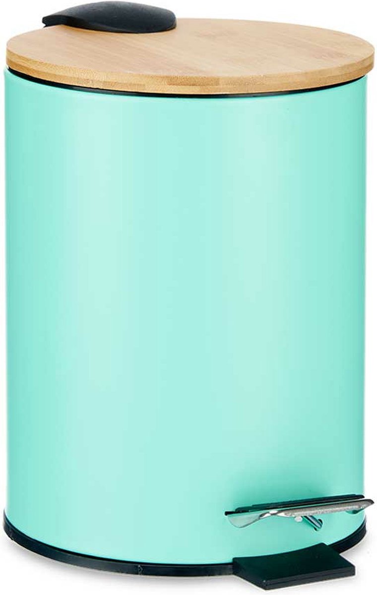 Poubelle / poubelle à pédale - 3 litres - métal / bambou - 17 x 23,5 cm