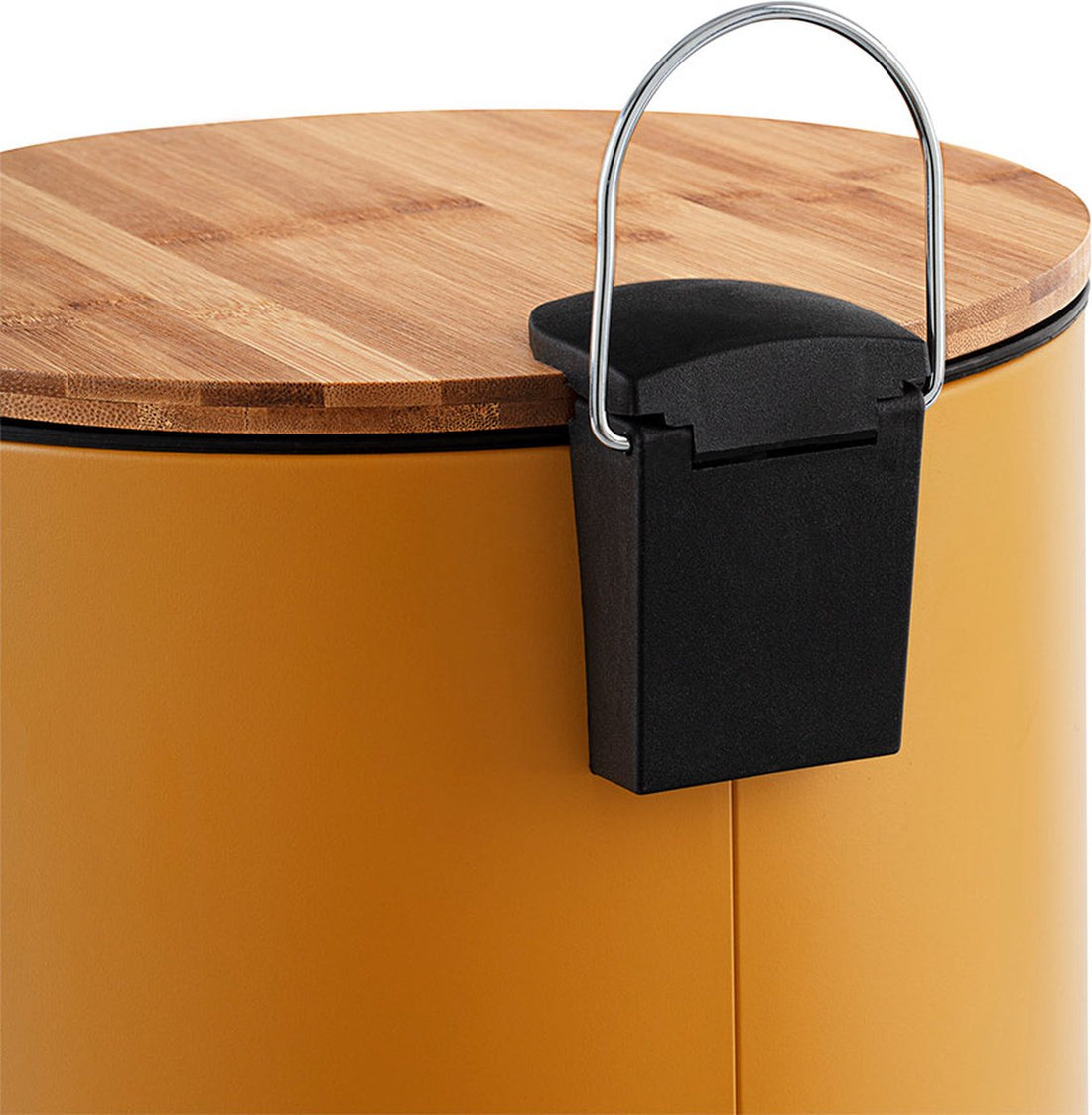 Poubelle à pédale en bambou et métal - 30 litres