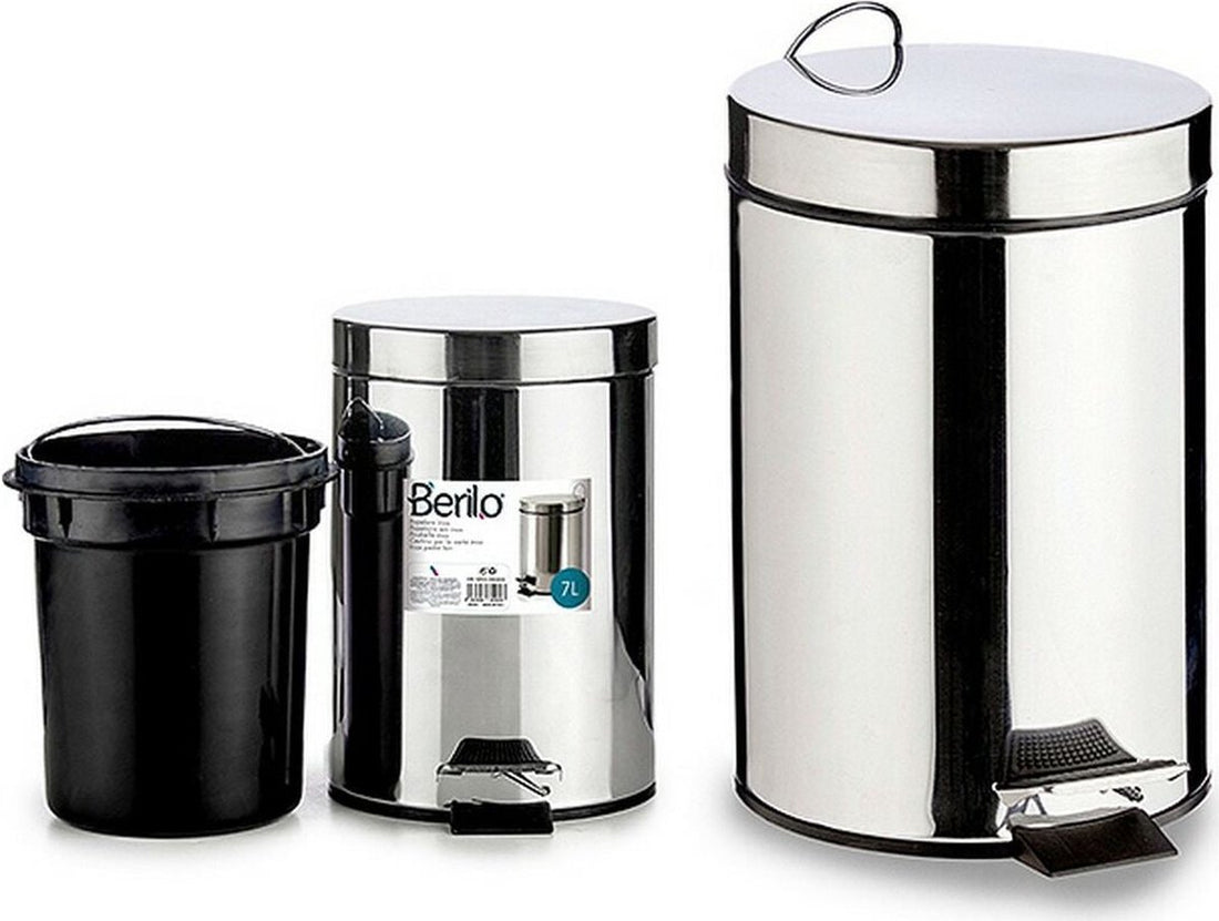 Silver pedal bin with text, 7 litres, 20 x 31 cm