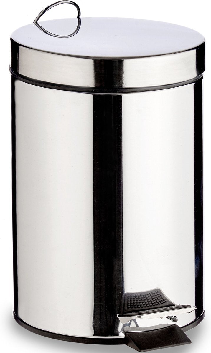 Silver pedal bin with text, 7 litres, 20 x 31 cm
