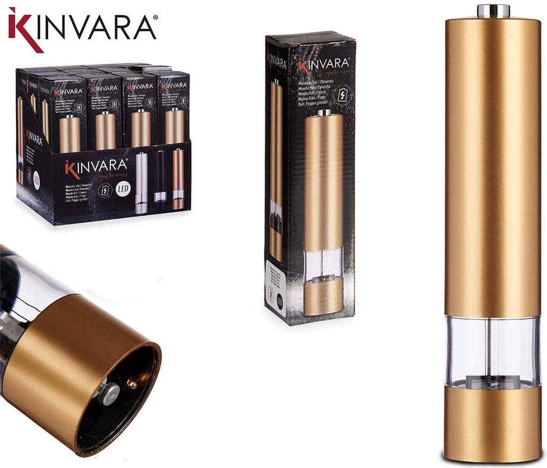 Electric Salt / Pepper Mill - LED - Plastic - Gold