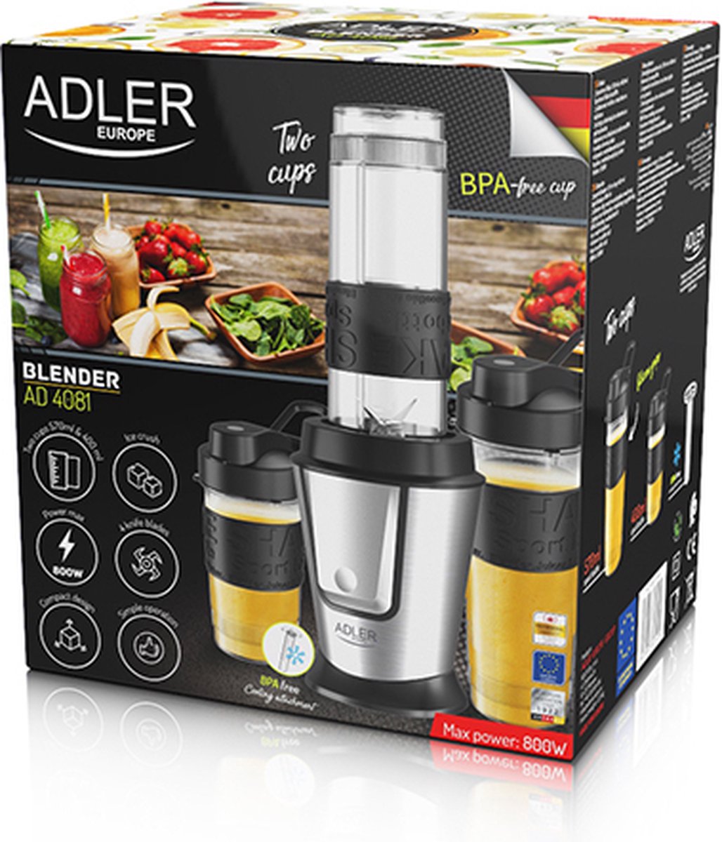Personal blender - with cooling stick - 2 sports cups