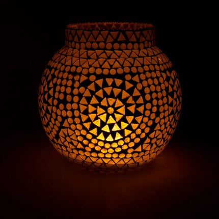 Mosaik Teelichthalter weiß 18 CM