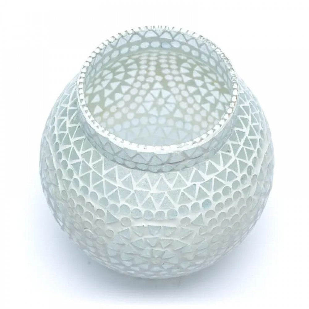 Photophore mosaïque blanc 18 CM