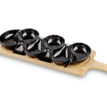 Servierplatte mit 6 Schälchen – Marmoroptik