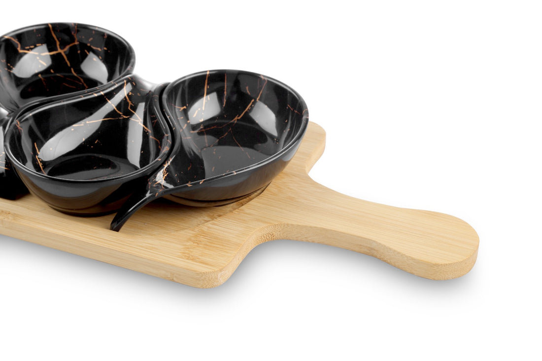 Planche de service avec 6 coupelles – aspect marbre