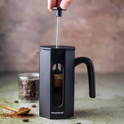 Klausberg KB7676 - French Press Kaffee- und Teebereiter - 0,35 Liter - Achteckiges Design - Teebereiter - Edelstahl und Borosilikatglas - Geeignet für Kaffee, Tee und Kräuter