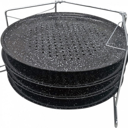 Pizzagestell für den Backofen - Für 4 Pizzen gleichzeitig - Edelstahl - 32 cm