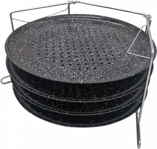 Pizzagestell für den Backofen - Für 4 Pizzen gleichzeitig - Edelstahl - 32 cm