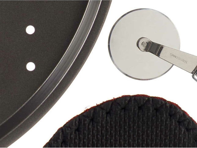 Set Pizzaschneider - Edelstahl Pizzaschieber - Ofenhandschuh