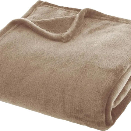 Plaid Effen linnen flanellen - fleece deken - 180x230cm - Beige