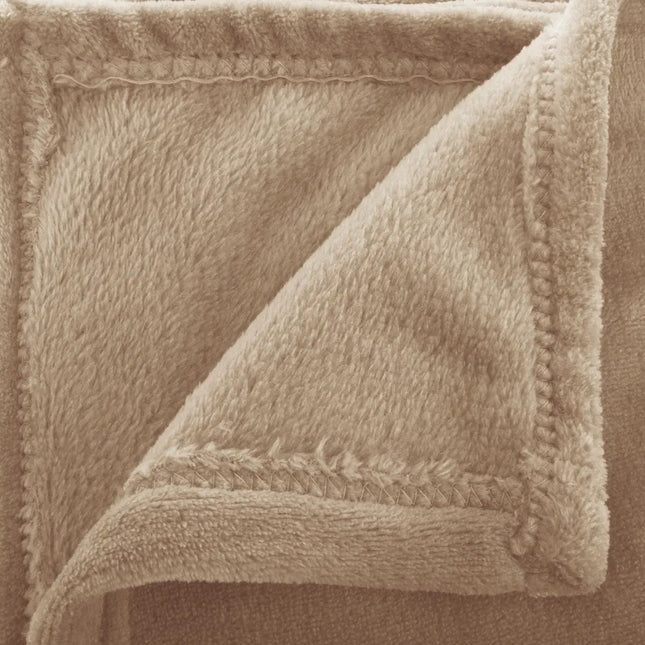 Plaid Effen linnen flanellen - fleece deken - 180x230cm - Beige
