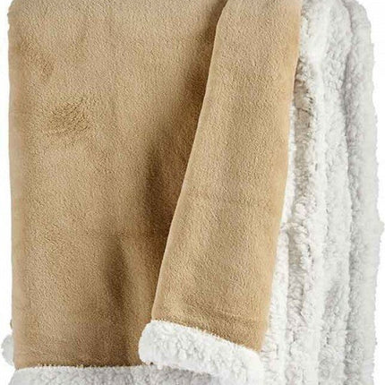 Plaid met teddymateriaal beige 130x170cm