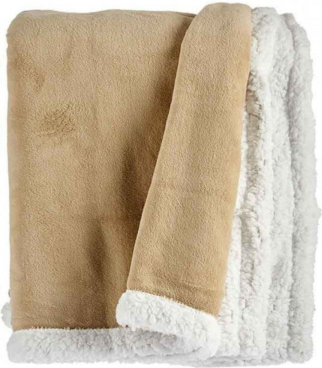 Plaid mit Teddymaterial beige 130x170cm