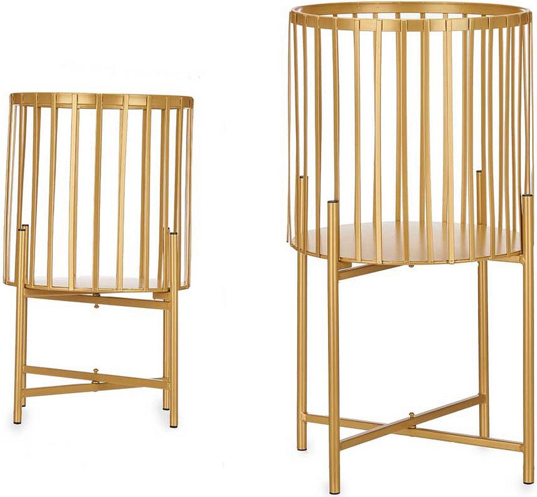 Lot de 2 Jardinières dorées - Pot de fleurs - Table à plantes